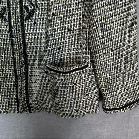 TanJay Vintage Blazer Jacket Zip Up Sz 16 Rough Texture Glitter Thread Beading - Picture 6 of 8